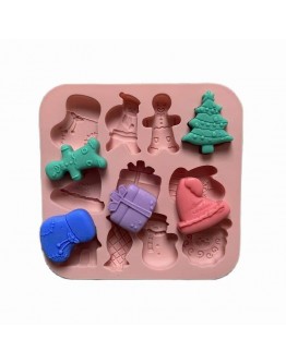 Силиконова форма за коледни сладки молд с 11 фигури